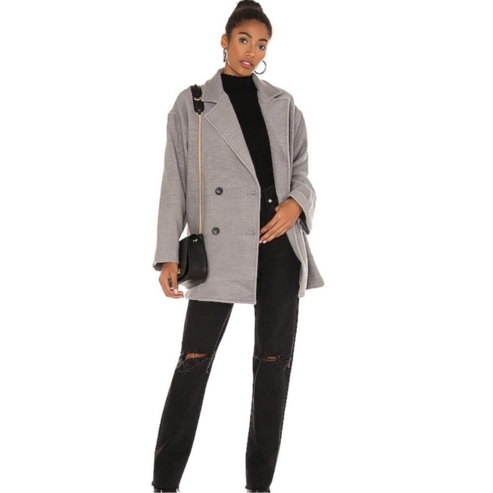 Free People Hannah Slouchy Blazer Gray Size XL